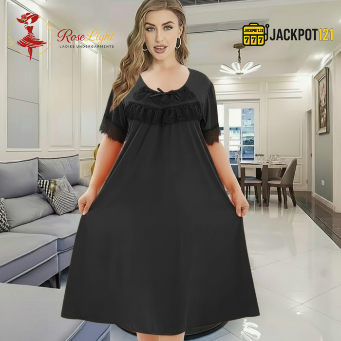 Elegant Ruffle Detail Satin Nighty – Premium Comfort Wear - Image 2