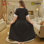 Elegant Lace Contrast Satin Nighty – Soft Comfort Luxury Wear - Image 3