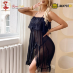 Elegant Black Sheer Lace Nighty – Premium Romantic Sleepwear - Image 4