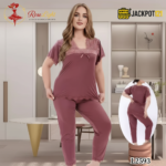 Elegant 2-Piece Nightwear Set – Premium Soft Lounge Wear (Mauve Pink)