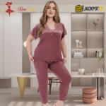 Elegant 2-Piece Nightwear Set – Premium Soft Lounge Wear (Mauve Pink) - Image 2