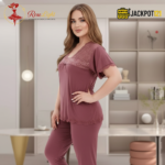 Elegant 2-Piece Nightwear Set – Premium Soft Lounge Wear (Mauve Pink) - Image 3