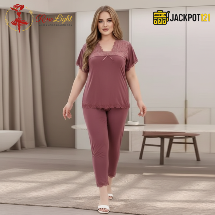 Elegant 2-Piece Nightwear Set – Premium Soft Lounge Wear (Mauve Pink) - Image 7