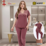 Elegant 2-Piece Nightwear Set – Premium Soft Lounge Wear (Mauve Pink) - Image 9