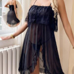 Elegant Black Sheer Lace Nighty – Premium Romantic Sleepwear