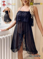 Elegant Black Sheer Lace Nighty – Premium Romantic Sleepwear