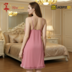 Elegant Lace Layered Nighty – Premium Soft Net Sleepwear (Dusty Pink) - Image 4