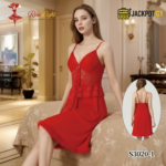 Elegant Lace Panel Nighty – Premium Red Satin Sleepwear - Image 6