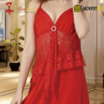 Elegant Lace Panel Nighty – Premium Red Satin Sleepwear - Image 8