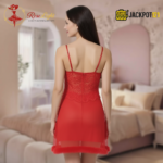 Elegant Lace Sheer Nighty – Premium Red Soft Net Sleepwear - Image 3