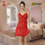 Elegant Lace Sheer Nighty – Premium Red Soft Net Sleepwear - Image 5