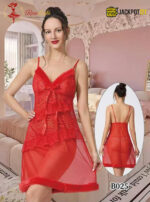 Elegant Lace Sheer Nighty – Premium Red Soft Net Sleepwear - Image 7