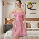 Elegant Lace Sheer Nighty – Premium Soft Net Sleepwear