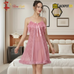 Elegant Lace Sheer Nighty – Premium Soft Net Sleepwear - Image 2