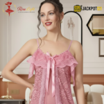 Elegant Lace Sheer Nighty – Premium Soft Net Sleepwear - Image 5