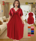 Elegant Lace Trim Satin Nighty – Premium Comfort Wear