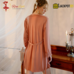 Four Piece Silk Gown Nighty – Elegant Lace Set (Tea Pink) - Image 5