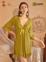 Sexy Lace V-Neck Bow Nightgown – Elegant Soft Lace Sleepwear - Image 8