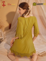 Sexy Lace V-Neck Bow Nightgown – Elegant Soft Lace Sleepwear - Image 9