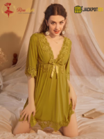 Sexy Lace V-Neck Bow Nightgown – Elegant Soft Lace Sleepwear - Image 10