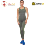 2-Pcs Workout Yoga Active Wear Suit – High-Waisted Leggings & Non-Padded Tank Top Set