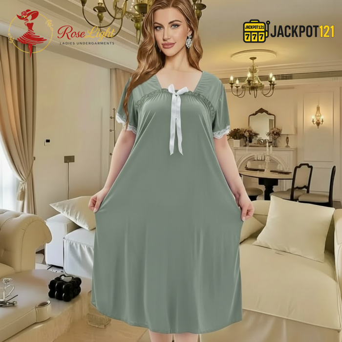 Elegant Bow Detail Satin Nighty – Premium Comfort Wear - Image 6
