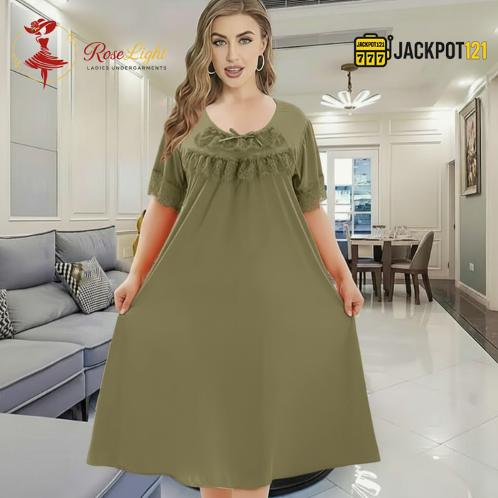 Elegant Ruffle Detail Satin Nighty – Premium Comfort Wear - Image 4