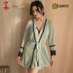 Three Piece Soft Net Nighty Inner & Gown & Panty - Image 4