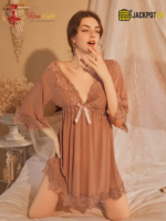 Sexy Lace V-Neck Bow Nightgown – Elegant Soft Lace Sleepwear - Image 15