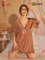 Sexy Lace V-Neck Bow Nightgown – Elegant Soft Lace Sleepwear - Image 19