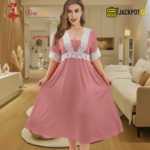 Elegant Lace Contrast Satin Nighty – Soft Comfort Luxury Wear - Image 8