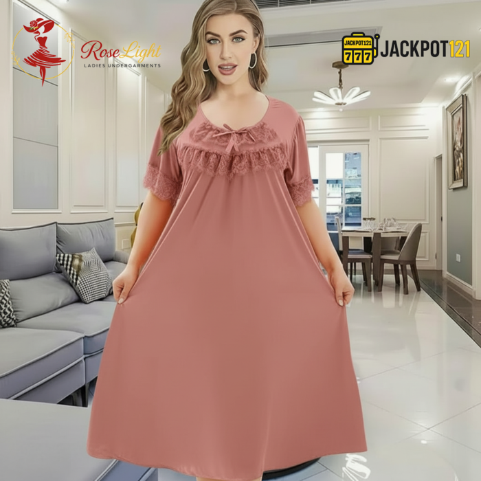 Elegant Ruffle Detail Satin Nighty – Premium Comfort Wear - Image 6