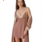 Lingerie Set with Gown – Boudoir Satin Lace Collection