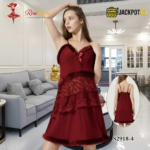 Luxury Satin Lace Nighty – Deep Burgundy Elegant Sleepwear