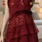 Luxury Satin Lace Nighty – Deep Burgundy Elegant Sleepwear - Image 8