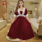 Elegant Lace Contrast Satin Nighty – Soft Comfort Luxury Wear - Image 10