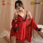 Three Piece Soft Net Nighty Inner & Gown & Panty - Image 7