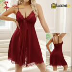 Elegant Red Lace Net Nighty – Romantic Luxury Sleepwear - Image 7