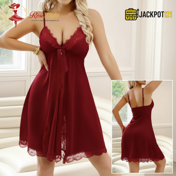 Elegant Red Lace Net Nighty – Romantic Luxury Sleepwear - Image 7