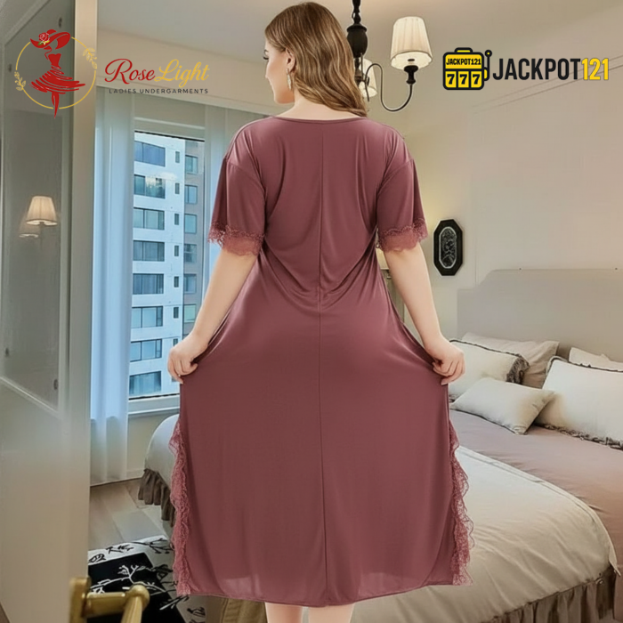 Elegant Lace Detail Satin Nighty – Premium Comfort Wear for Women - Image 11