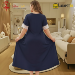 Elegant Lace Contrast Satin Nighty – Soft Comfort Luxury Wear - Image 13