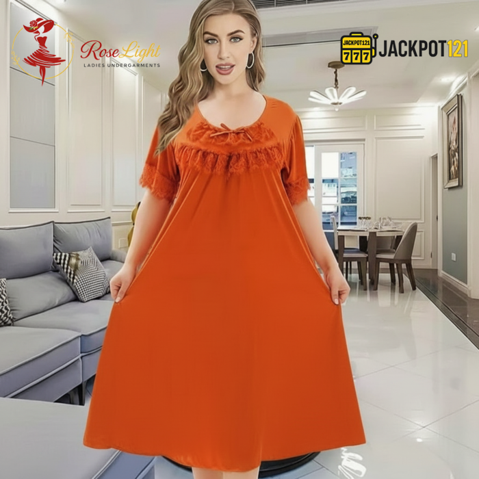 Elegant Ruffle Detail Satin Nighty – Premium Comfort Wear - Image 12