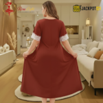 Elegant Lace Contrast Satin Nighty – Soft Comfort Luxury Wear - Image 15