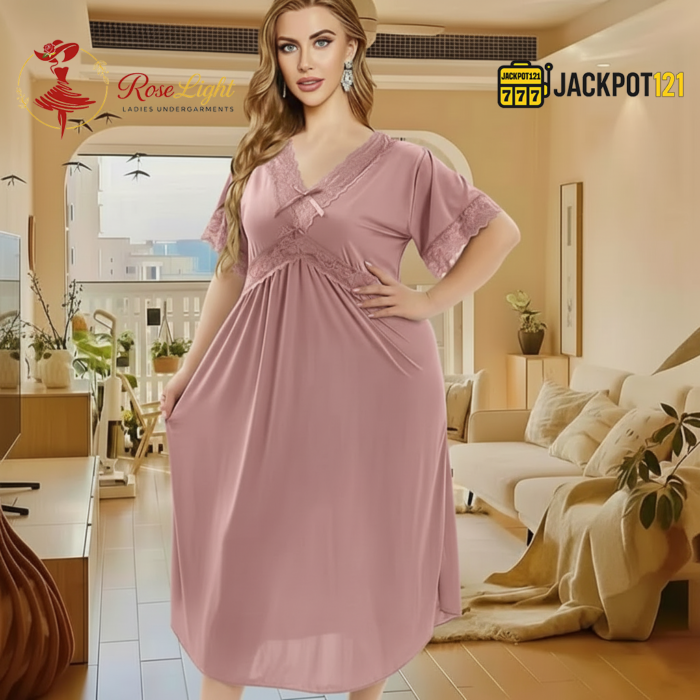 Elegant Lace Detail Soft Satin Nighty – Everyday Luxury Comfort - Image 16