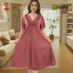 Elegant Lace Trim Satin Nighty – Premium Comfort Wear - Image 16