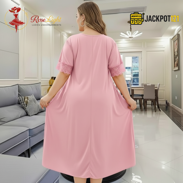 Elegant Ruffle Detail Satin Nighty – Premium Comfort Wear - Image 17