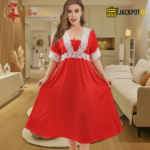 Elegant Lace Contrast Satin Nighty – Soft Comfort Luxury Wear - Image 18