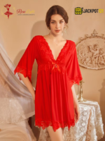 Sexy Lace V-Neck Bow Nightgown – Elegant Soft Lace Sleepwear - Image 25