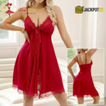 Elegant Red Lace Net Nighty – Romantic Luxury Sleepwear - Image 12