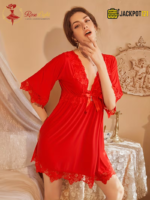 Sexy Lace V-Neck Bow Nightgown – Elegant Soft Lace Sleepwear - Image 28
